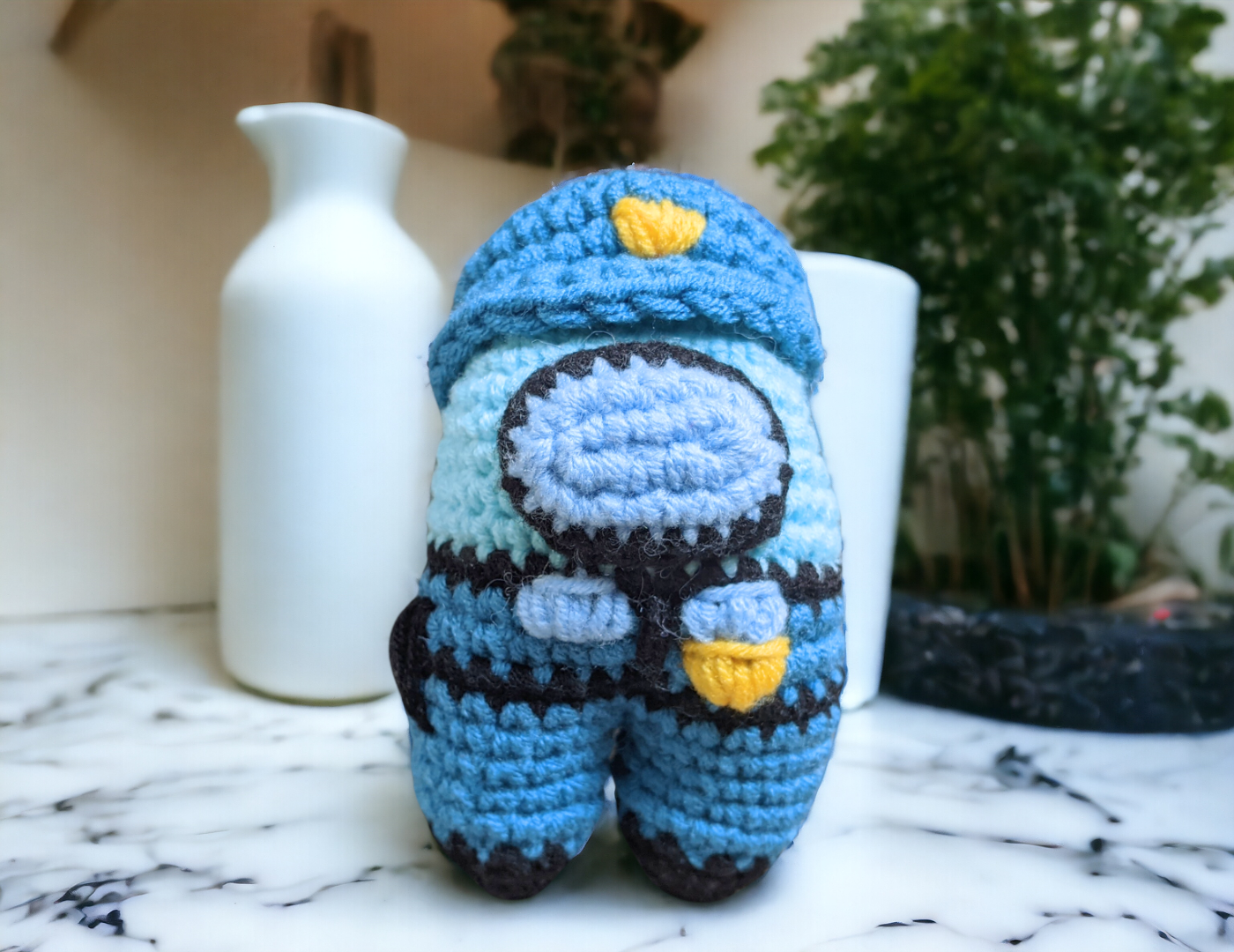 Policeman Spaceman Crewmate Keychain - Crochet Pattern